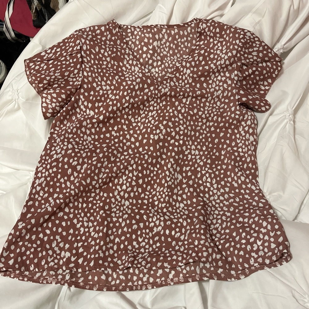SHEIN Brown and White Speckled Blouse